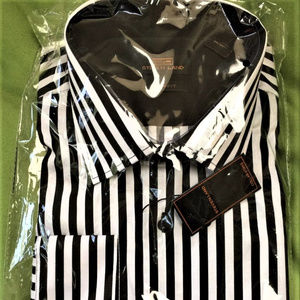 Steven Land New Striped Black & White Dress Shirt
